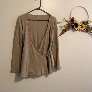 XL Tan Wrap Front Old Navy Sweater